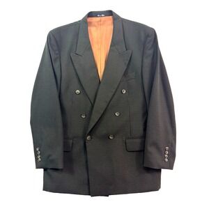 Vtg 90s Double Breasted Blazer 42R green knit jacket sport suit coat J Riggins